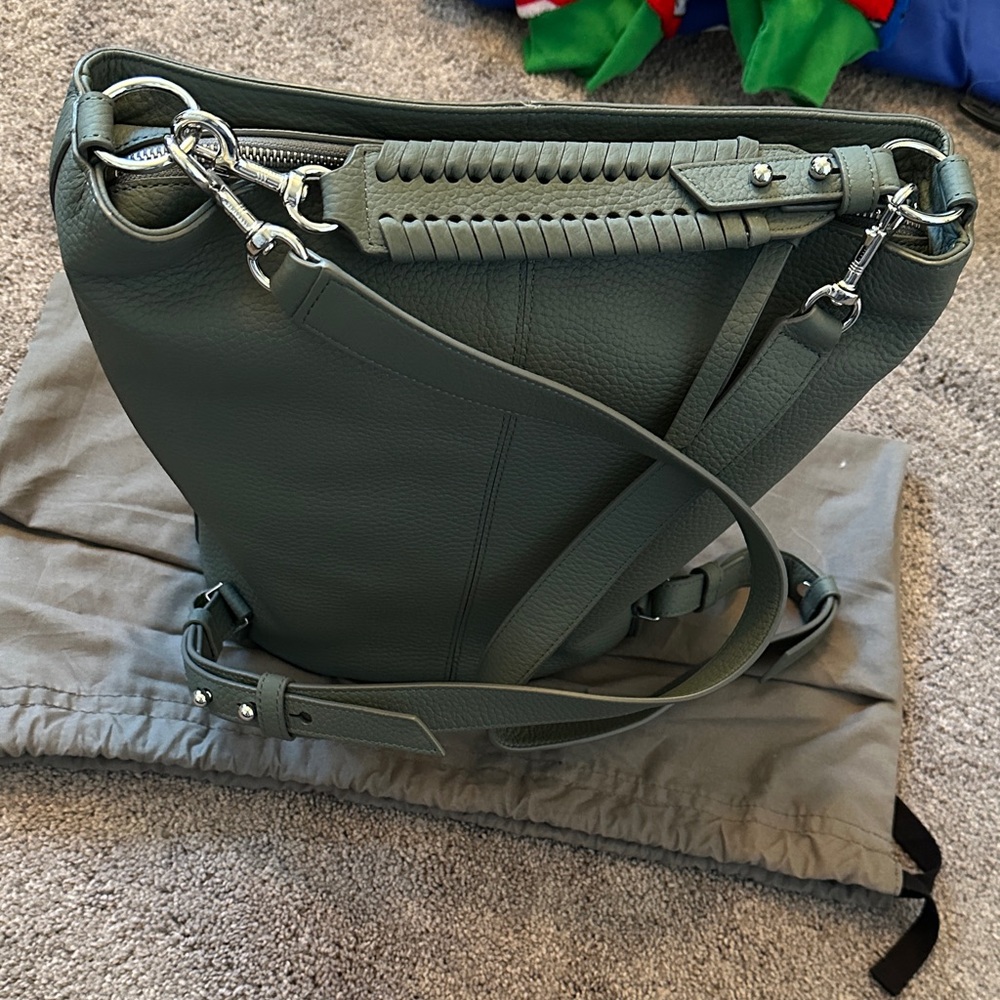 All Saints Sage Green Leather Backpack - Picture 5 of 7
